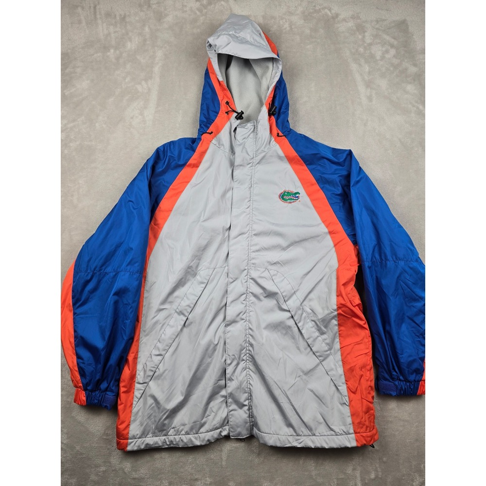 Red Oak Florida Gators Jacket Mens Large‎ Gray Blue Orange Hooded Full Zip *Read